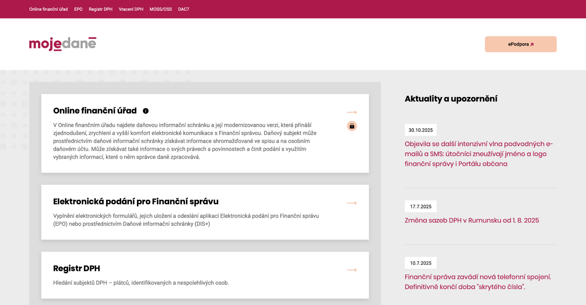MojeDaně - Právní aspekty a Daně - Finanční nástroj pro daňové přiznání, finanční správa, daně online, daňový portál